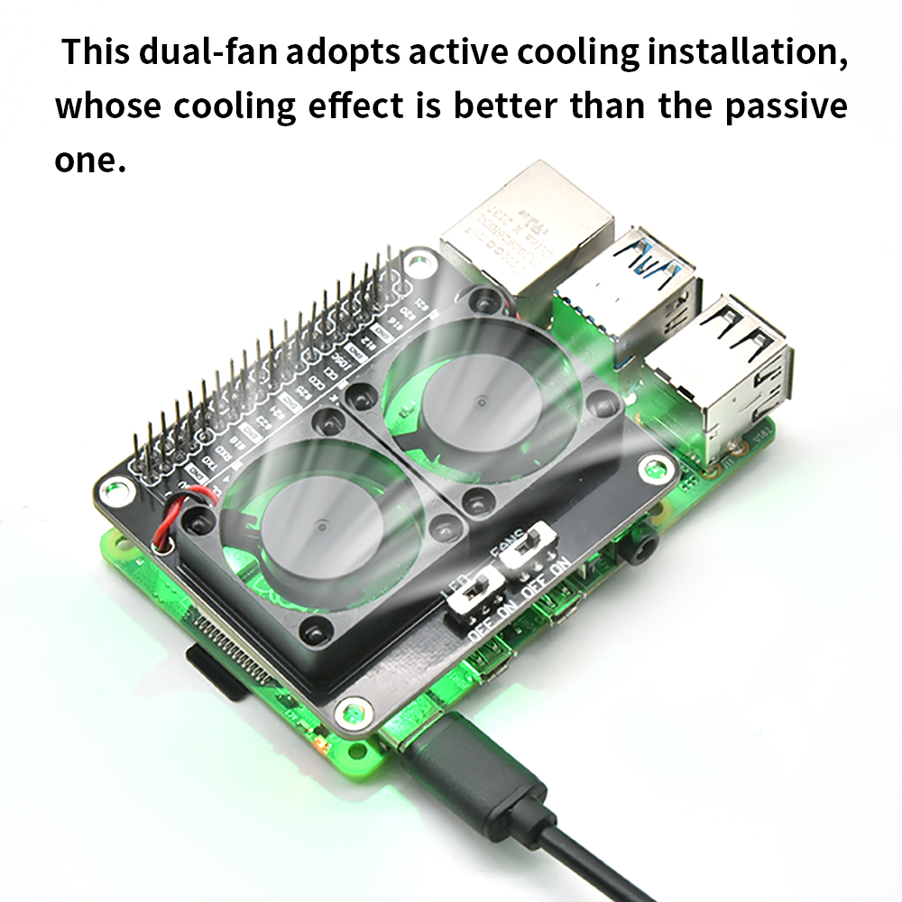 Raspberry Pi Water Cooling Kit - RPI Dual Cooling Fan Shield dengan